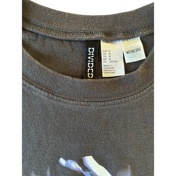 H&M Divided Women’s Medium | Wednesday Addams Graphic Tee Faded Black Boxy Fit - Picture 5 of 10